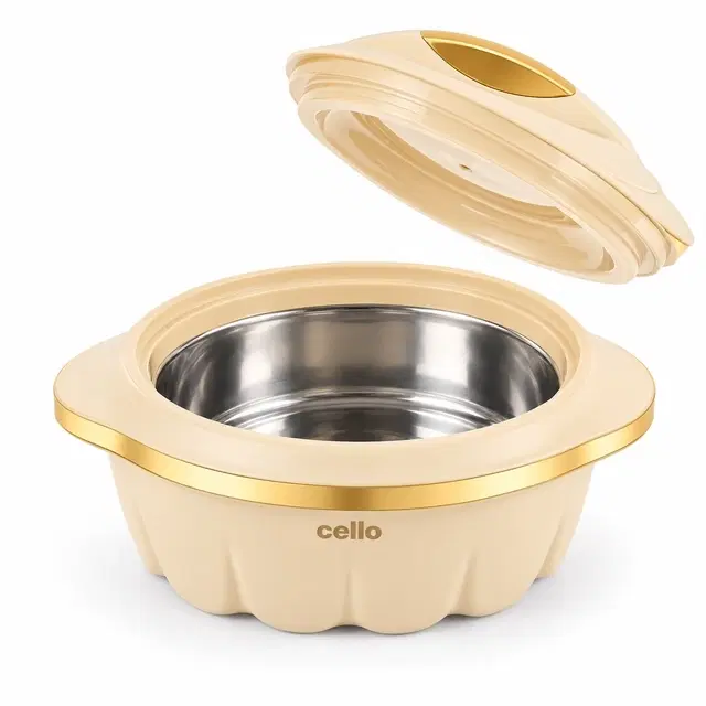 Cello Stylus, 1500 ml, Beige | Insulated Casserole | Keeps Food Hot & Fresh | Sturdy Locking Lid