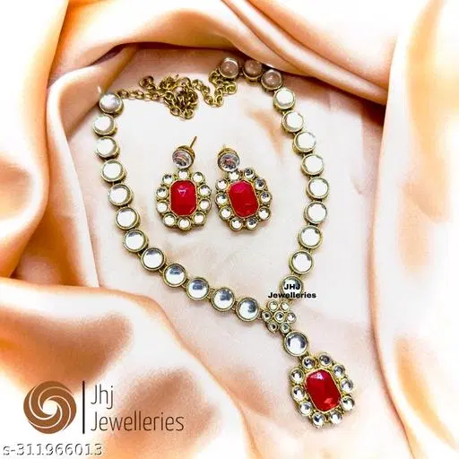 Stylish Kundan & Alloy Women’S Jewellery Sets, Red