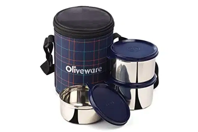 Oliveware Airtight Lunch Box, Blue, Set of 1