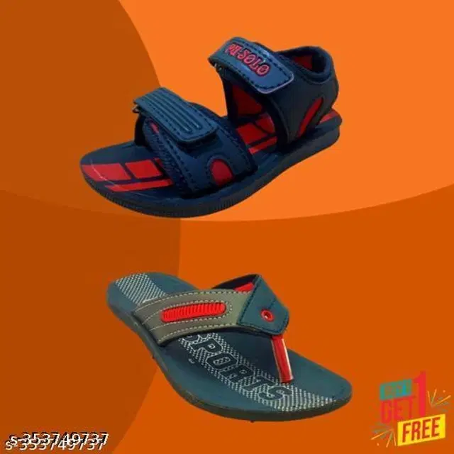 Sandal with Flipflop for Boys, Pack of 2 (Multicolor, 4-5 Years)