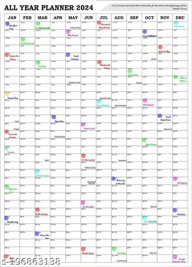 Wall Hanging Calender cum Personal Organiser, Multicolor