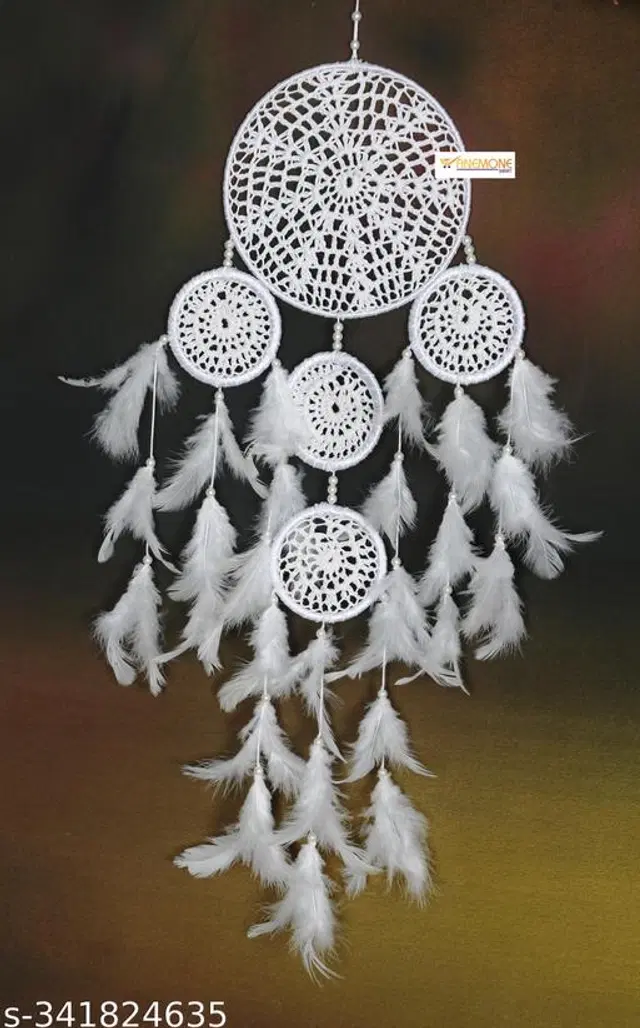 Feather Wall Hanging Dream Catcher, White