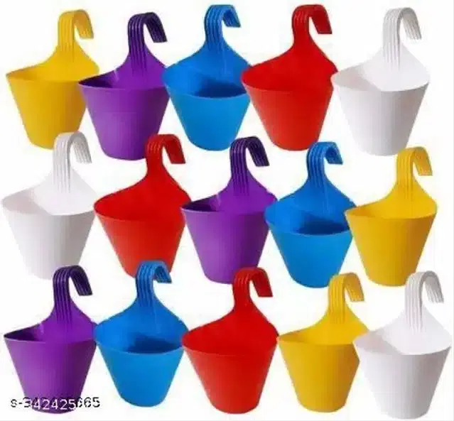 Plastic Hanging Planters, Multicolor, Pack of 15