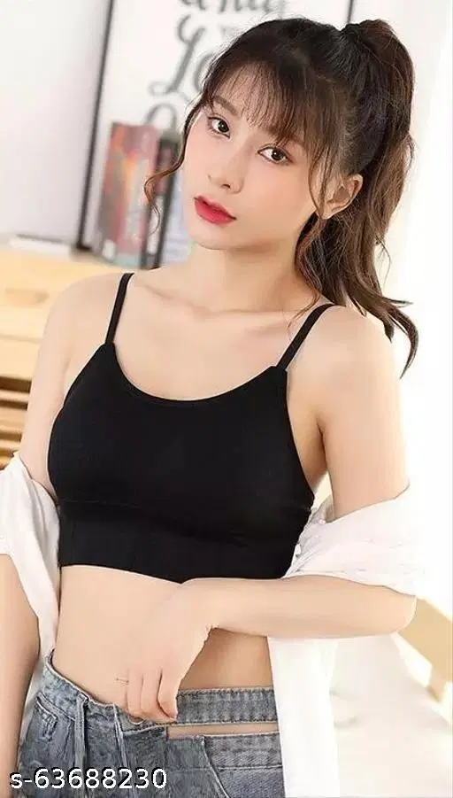 Cotton Blend Bra for Women, Black (34A)