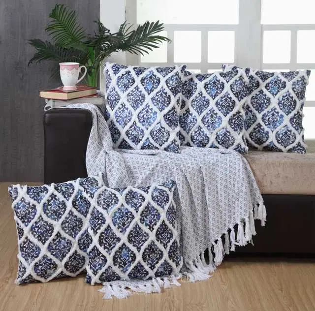 Cushion cover with zip Closure, Set of 5, 16 X 16 Inches, Multicolor, A-319