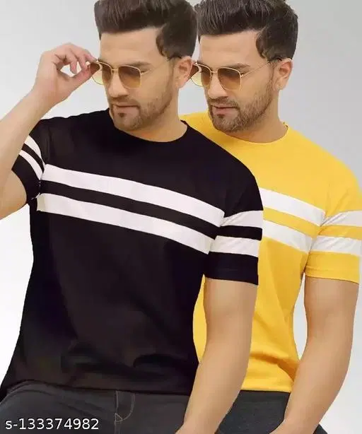 Cotton Blend T-shirt for Men, Multicolour, Pack of 2 (XS)