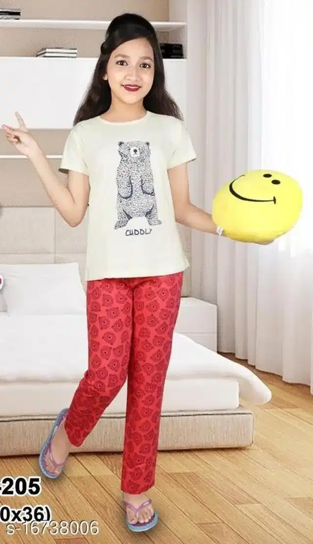 Nightsuit for Girls (Multicolor, 2-3 Years)