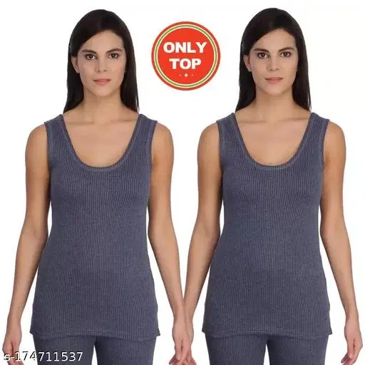 Woolen Thermal Top for Women, Pack of 2 (Blue, XS)