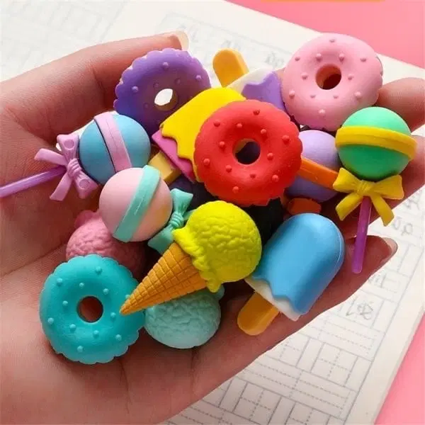 Ice Cream Donut Erasers, Multicolor, Set of 10