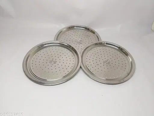 Stainless Steel Strainer Lids, Silver, Set of 3