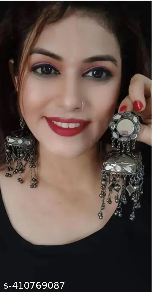 Latest Black Metal Big Oxidised Jhumka