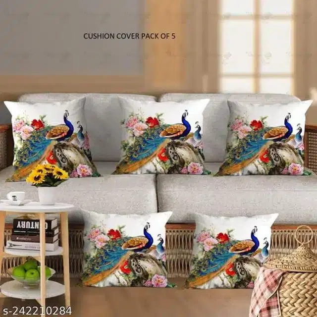 Cushion Cover for Home, Multicolor, 16x16 inches, Pack of 5