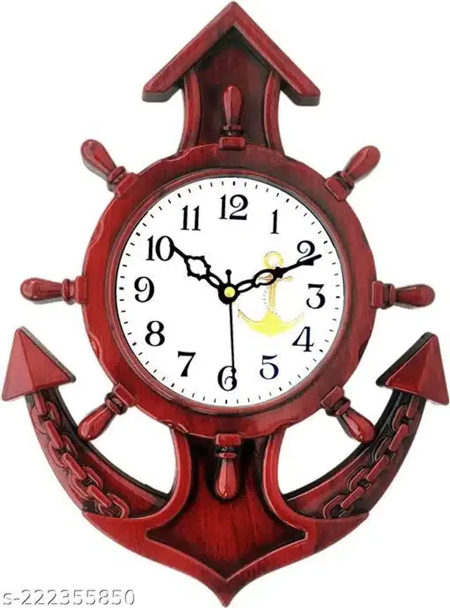 Plastic Analog Wall Clock, Brown & White