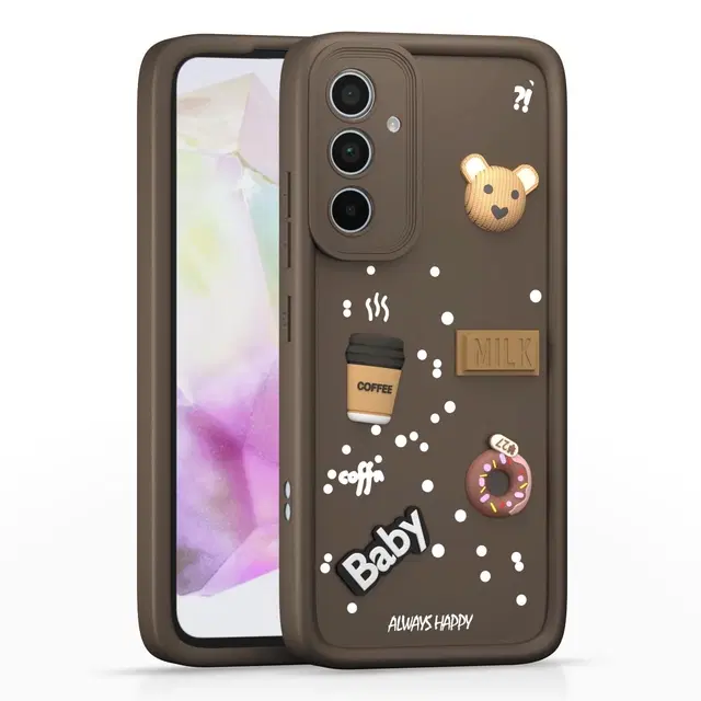 Rubber Mobile Back Cover for Samsung A35 5G, Brown