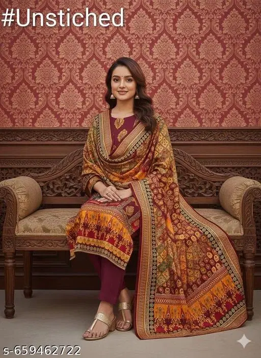 Printed Patiala Suit (Multicolor, 6.85 meter (3XL)) (Multicolor, 6.85 meter for Women (3XL)