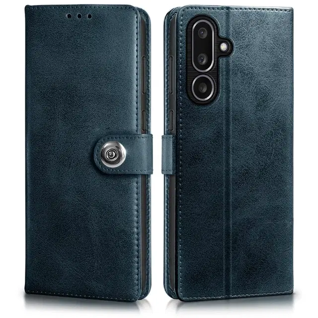 Artificial Leather Mobile Flip Cover for Samsung Galaxy F36 5G (Blue)