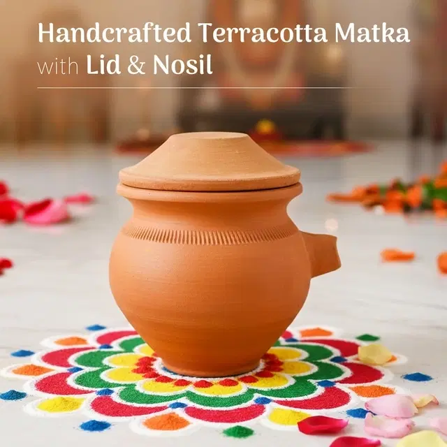 Pure Karva Matka With Nozzle Terracotta 10 X 10 Cm | Traditional Pooja Pot