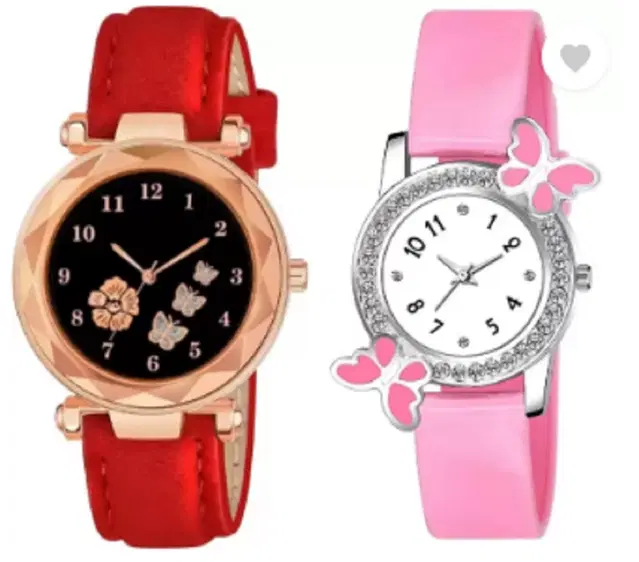 Analog Watch for Women & Girls, Pack of 2 (Multicolor)