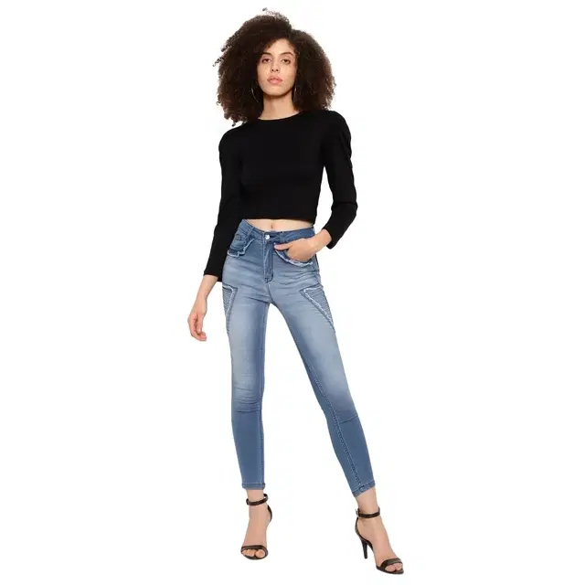 Denim Straight Fit Jeans For Women, LIGHT BLUE (28)