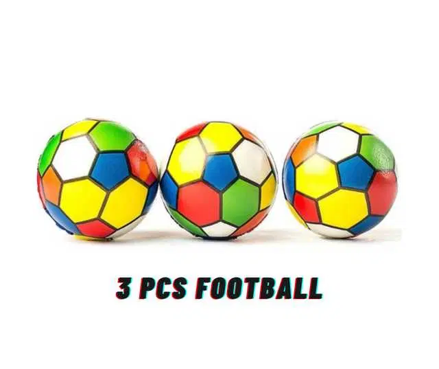 Pinak Rubber Kids Football Soccer Educational Toy Ball, PACK OF 3, Multicolor, PS-103
