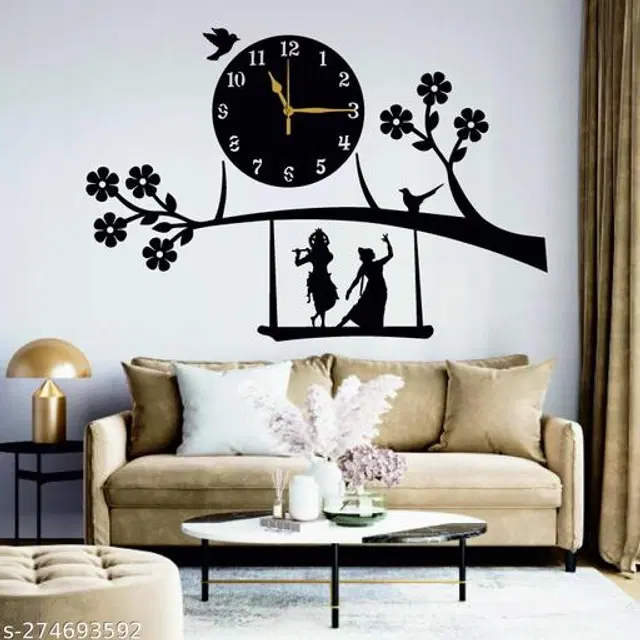 Wooden Wall Clock for Home, Black