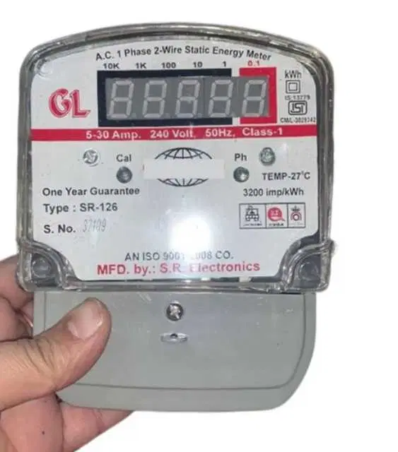 Analog Electricity Meter Phase 1, White, MNE-36