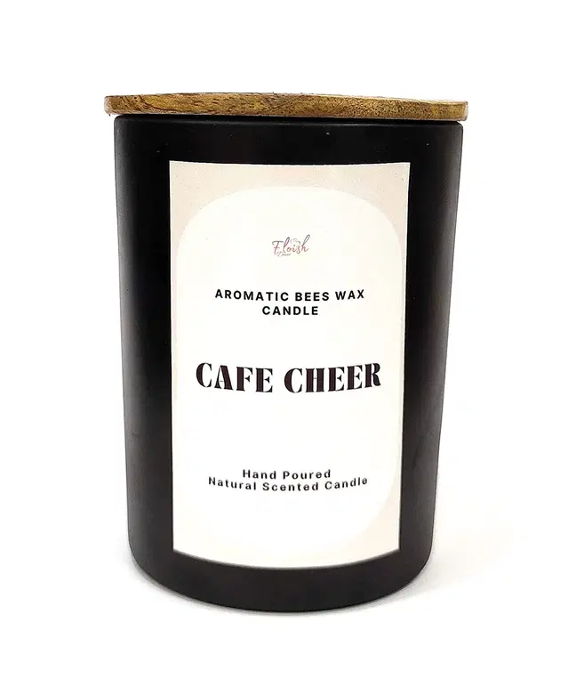 Premium Scented Bees Wax Frosted Glass Candle with Wooden Lid