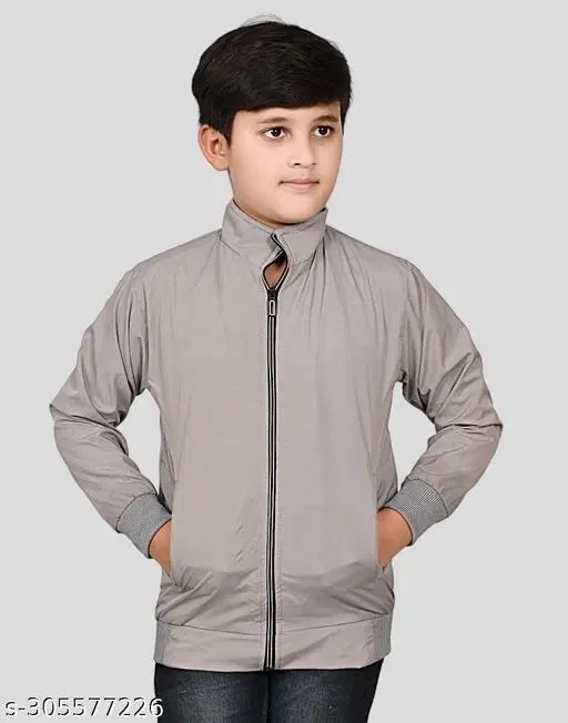 Polyester Jacket for Boys (Grey, 3-4 Years)