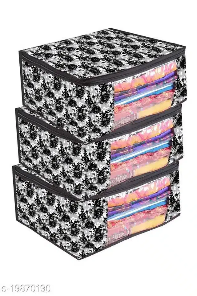 PVC Foldable Under Bed Storage, Multicolor, Pack of 3