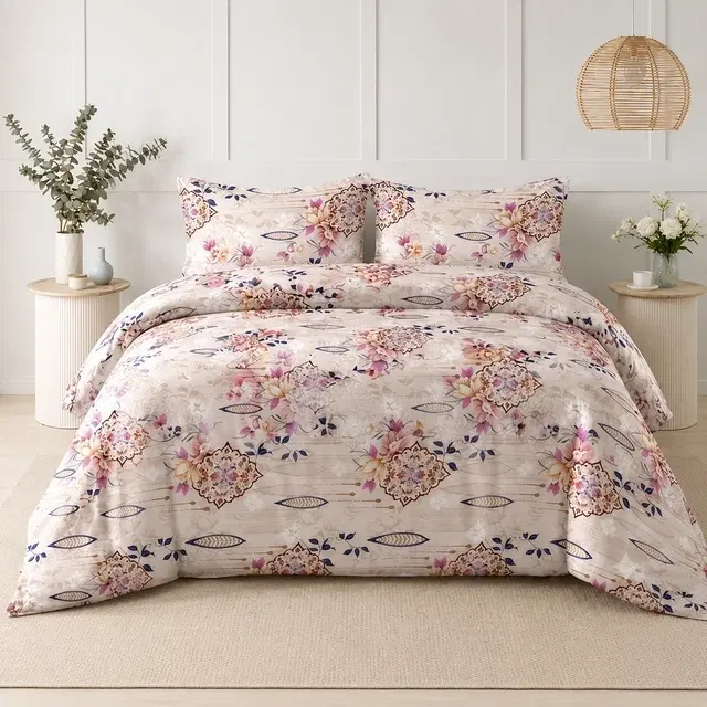 SimpleHome Microfiber Queen Bedsheet Floral Lavender 88x96inch