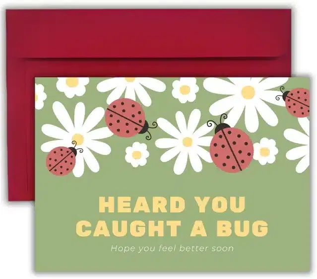 Get Well Soon Printed Card with Envelope, Multicolor, Set of 1