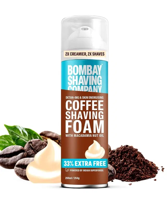 Bombay Shaving Company Coffee Shaving Foam,266 ml (33% Extra) With Coffee &amp; Macadamia Seed Oil