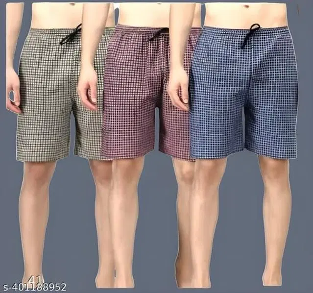 Cotton Shorts for Men, Pack of 3 (Multicolor, 26)