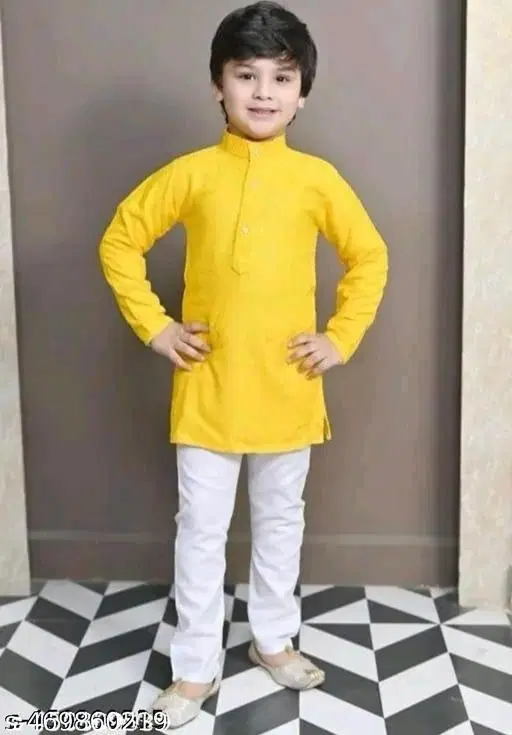 RK TRADERS Embellished Sequinned Kurta Set for Boys (White, 5-6 Years)