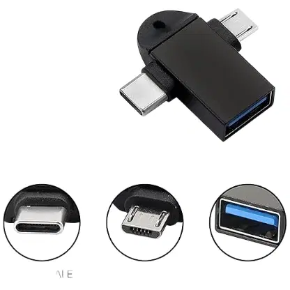 3-in-1 OTG Converter , Black, Pack Of 1