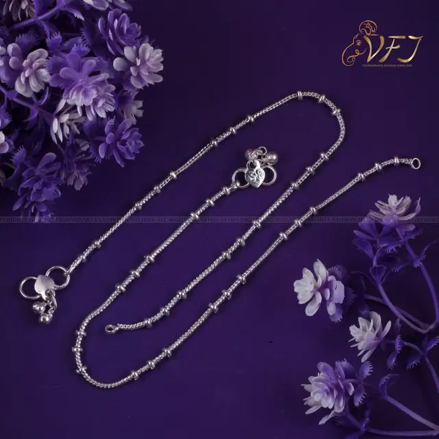 Brass Silver Plated Anklet for Women, Set of 1 (Silver)