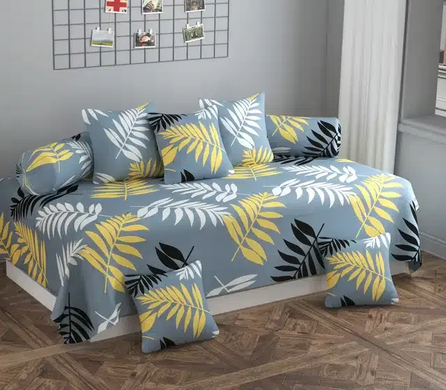 Microfiber Diwan Cover Set, Grey, Pack of 8