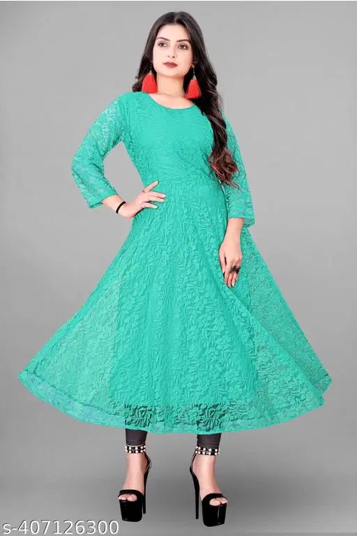 Net Gowns for Women,  Green  (S)