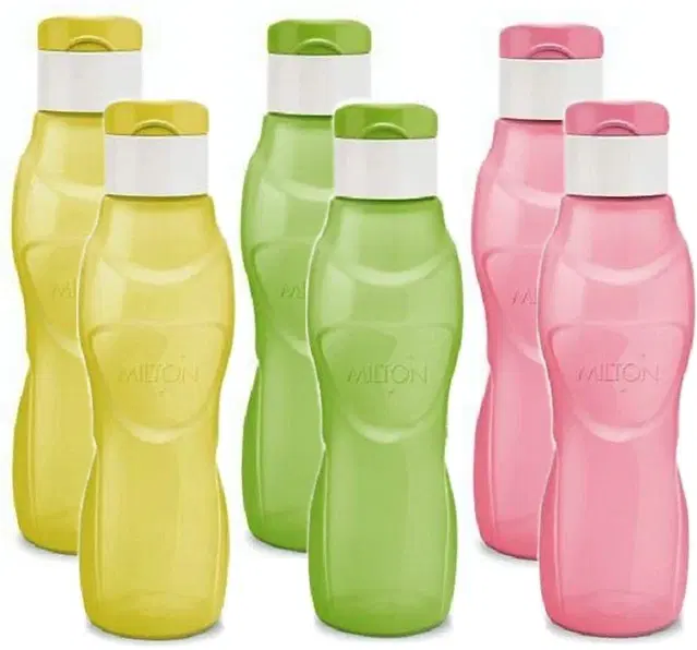 Milton Plastic Water Bottles, Pack of 6, Multicolor, 1000 ml