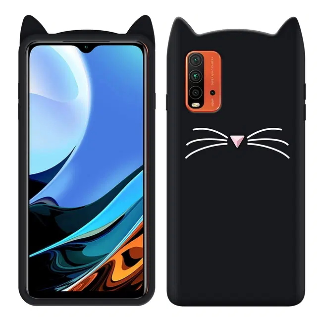Rubber Mobile Back Cover for Xiaomi Poco M3 (Black)