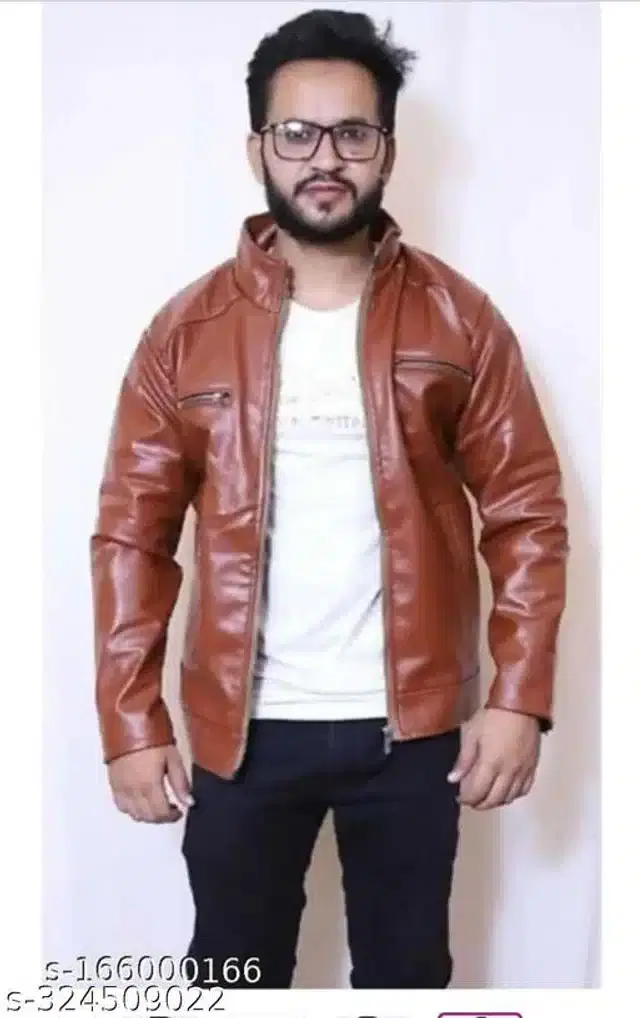 Synthetic Jacket for Men (Brown, M)