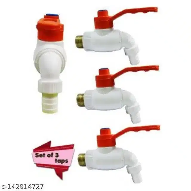 Bathroom Tap, White, Pack Of 3
