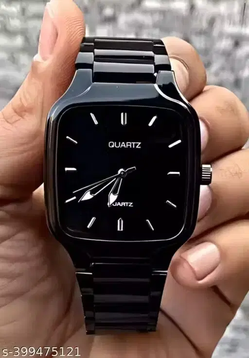 Mens Analog Watches  Solid Black  PU(Free Size)