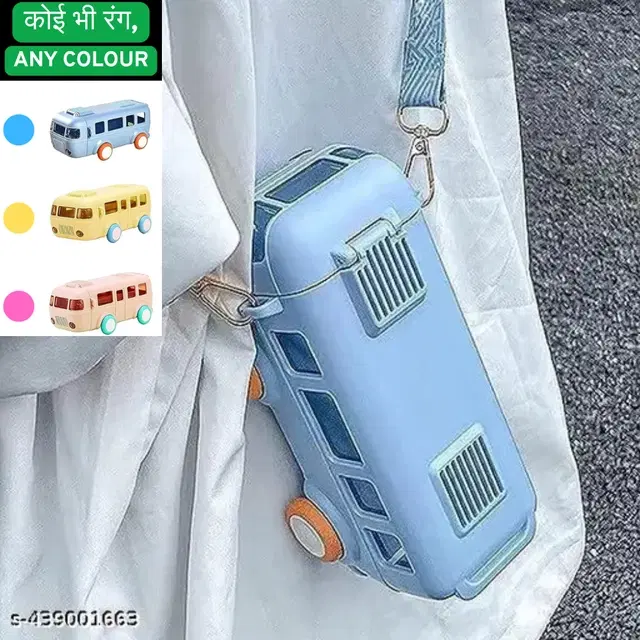 Plastic Bus Shape Sipper Bottle for Kids, Multicolor (1000 ml)