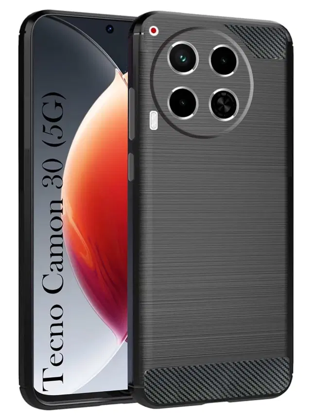 Synthetic Pu Leather Back Cover For Tecno Cl7 / Camon 30 5G, Black