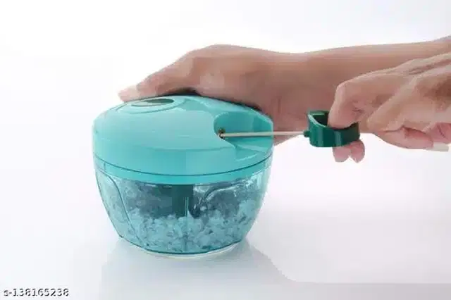 Plastic Manual Vegetable Chopper, Sea Green, 450 ml