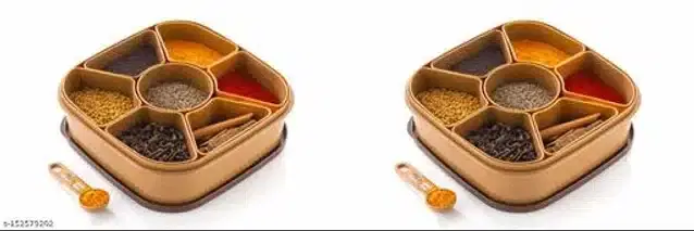 7 in 1 Masala Storage Box, Brown, Pack of 2