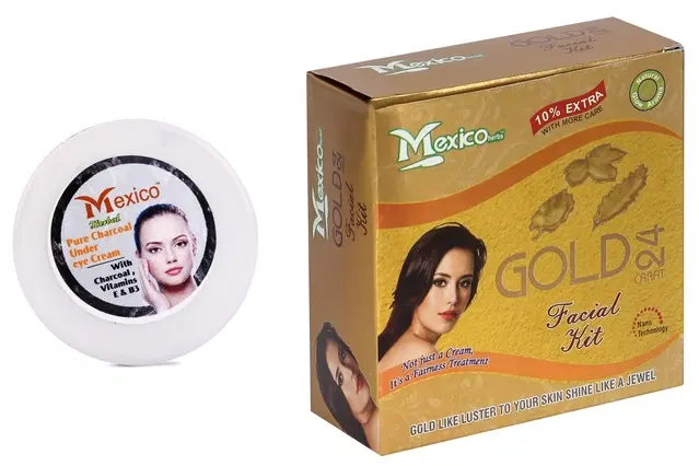 Maxico Herbs Gold Facial Kit with Charcoal Under Eye Cream, Pack of 2