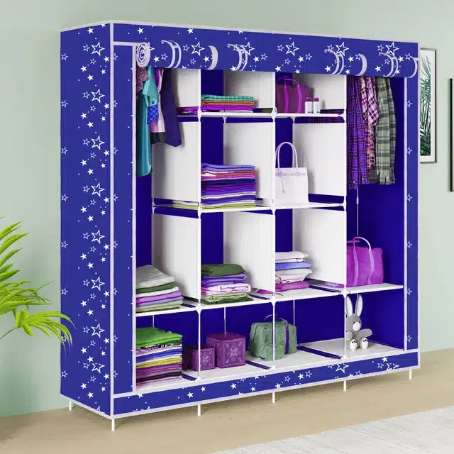Carbon Steel 3 Door 12 Shelf Printed, Blue