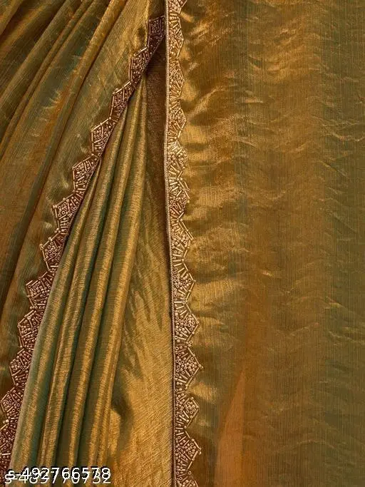 Chiffon Solid Saree For Women, Brown